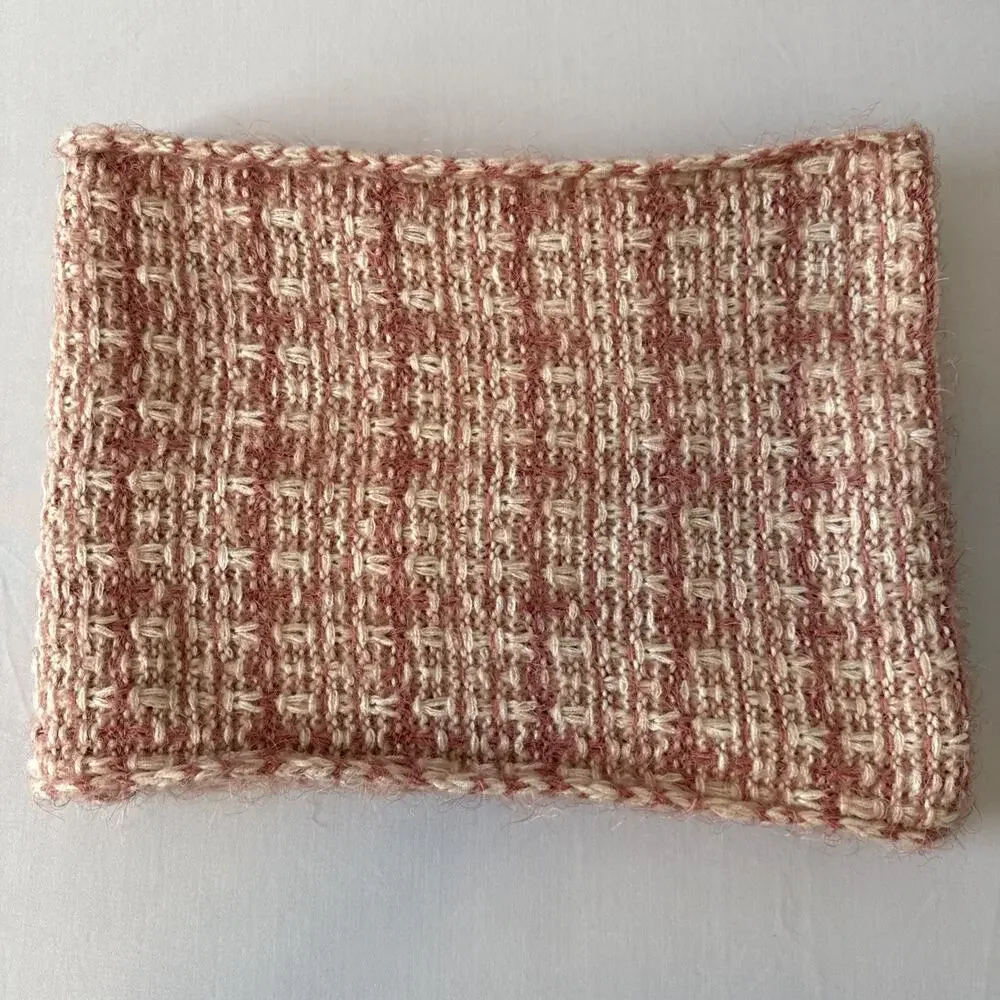 Vince Camato Eyelash Woven Knit Infinity Pink‎ Plaid Scarf Cottagecore Boho Soft